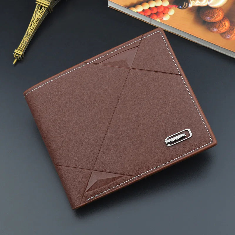 Men Short Bifold Faux Leather Masculina Billetera Credit ID Card Holder Wallet Billfold Purse Clutch Solid Hombre Business Sl
