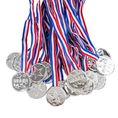 10Pcs Plastic Gold Winners Medals Trophy Children Game Sports Prize Awards Toys For Kids Birthday Party Favors Pinata Fillers