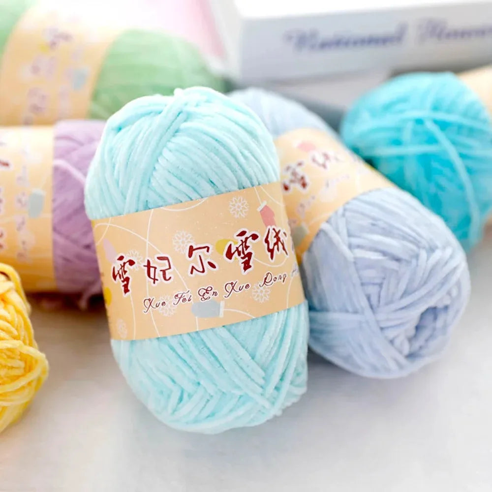 Crochet Chenille Yarn, Soft Pear Lustre Yarn for Dolls, Plush 2mm Yarn for Accessories, Thin Rope for Hand Knitting Projects