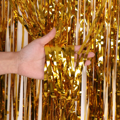 Metallic Tinsel Foil Fringe Curtains Photo Backdrop Glitter Streamers Foil Fringe Backdrop Curtain for Xmas Wedding Backgroun