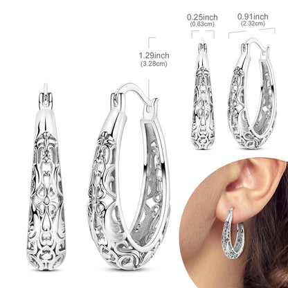 925 Sterling Silver Hoops Earrings Hypoallergenic Hoops Earrings With Zirconia Fashion Jewelry for Women Girls - KTE469