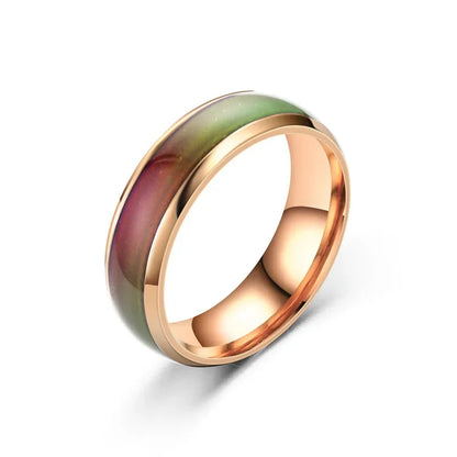 6MM Changing Color Stainless Steel Rings For Women Mood Emotion Feeling Temperature Ring Men Couples Fashion Jewelry Gift - 4