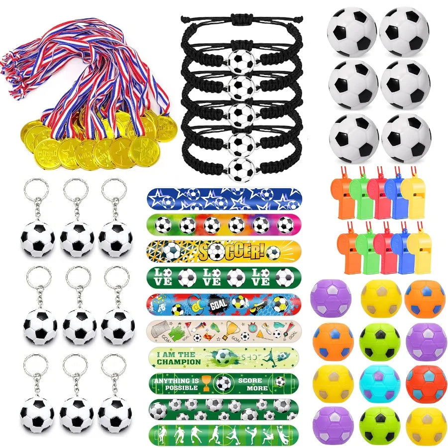 Soccer Party Favors Football Theme Bracelets Keychain Pin Ball Maze Game Gifts Birthday Party Pinata Fillers Christmas Gift