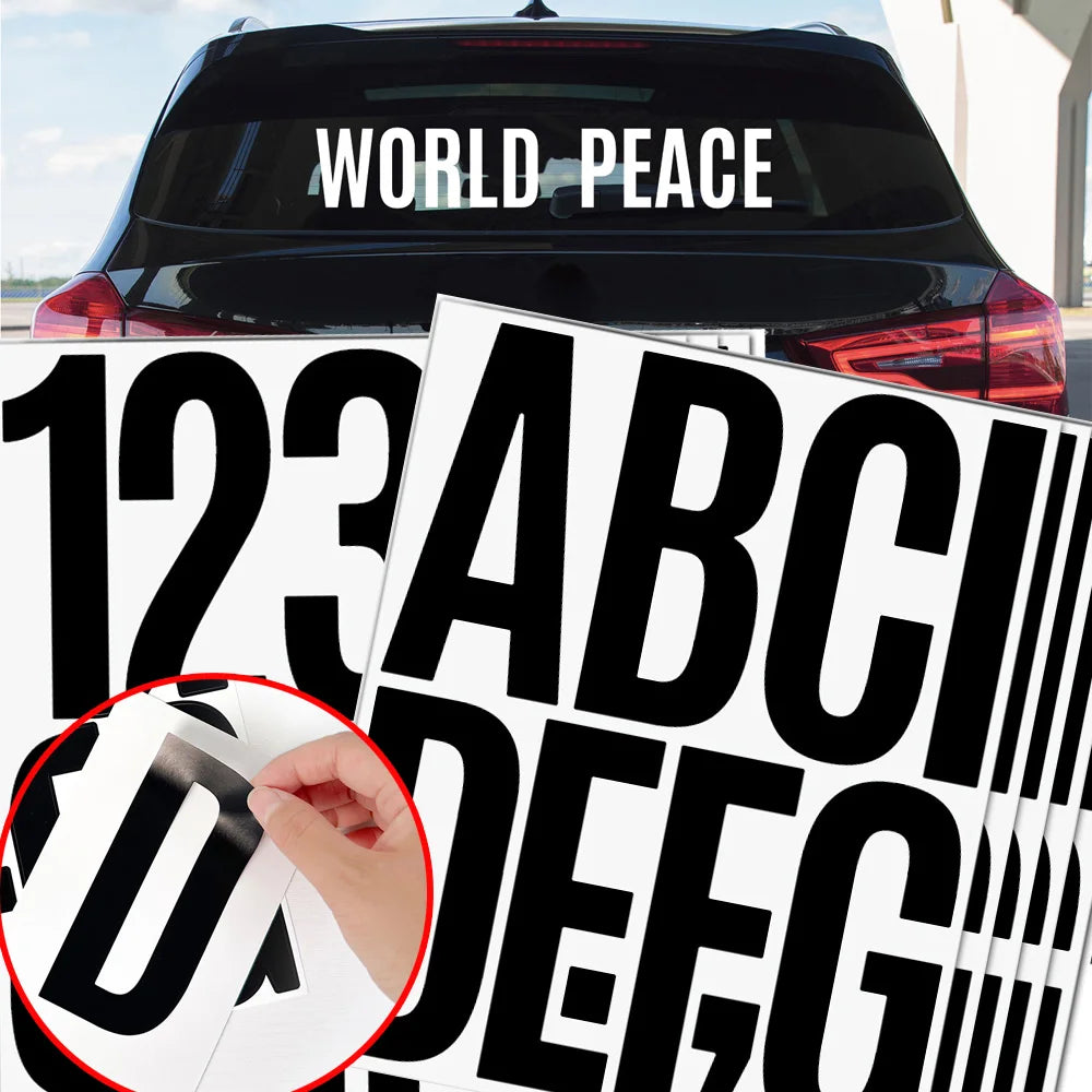 4 Sheets 5 Inch Big Alphabet Letter Numbers Stickers Removable Waterproof Letter Stickers for Car Mailbox Home Shop Office De