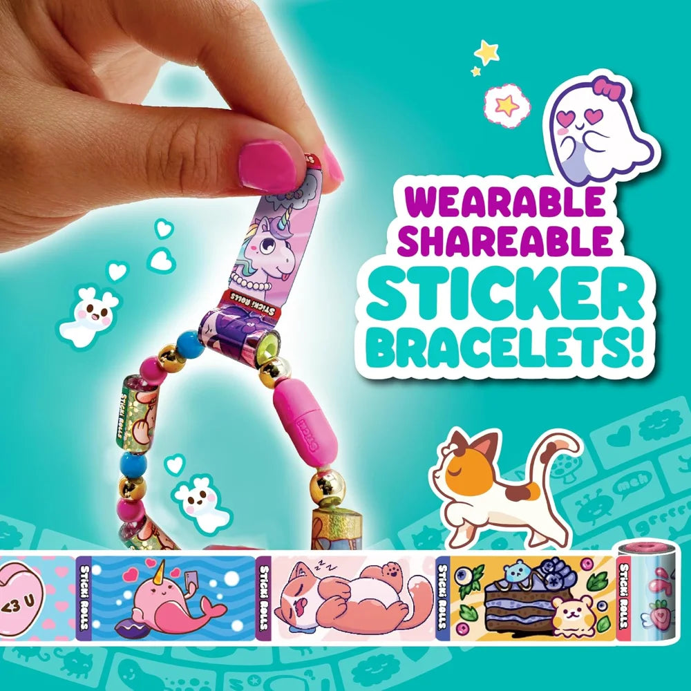 STICKI Rolls Sticki Bands - Wearable or Shareable Sticker Bracelet , Includes 160 Mini Stickers | Over 1000 Sticker Designs