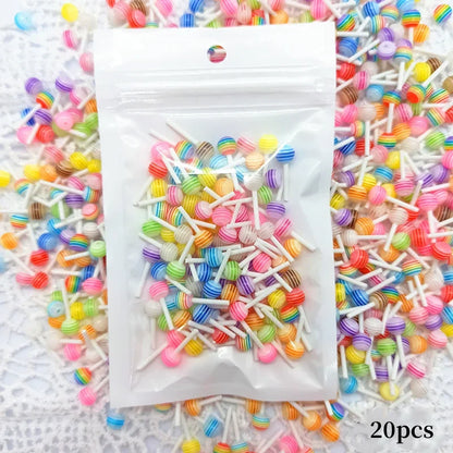 20pcs 3D Kawaii Lollipop Design Nail Art Charms Acrylic Colorful Cartoon Resin Ornament Nail Decorations Candy Accessories DI