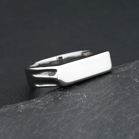 Fashion 316L Stainless Steel Simple Rings For Men Women Punk Hip Hop Square Band Flat Top Signet Ring Charm Party Jewelry Gif