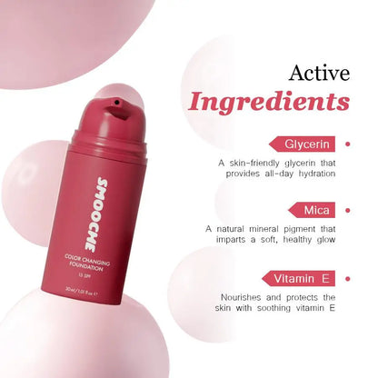 SMOOCHE Color Changing Foundation SPF15 Long-lasting Makeup Base Hydrating Lightweight Magic Waterproof Coverage Face Skin To