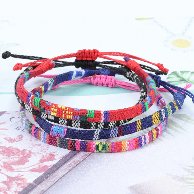 Anklets For Women Woven Fabric Foot Leg Bracelet Men Handmade Rope Braid Knot Beach Barefoot Weave Ethnic Boho Adjustable Cha
