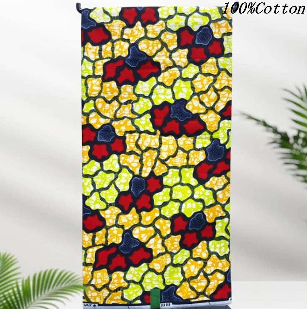 New African Ankara Batik Fabric Super Real Wax African Cotton Material Prints Wax Tissu For Sew 6yards - AS PICTURE G