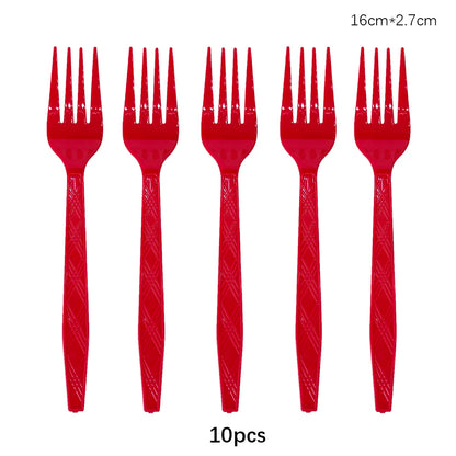 Disposable Knife Fork Spoon Cutlery Set Pink Blue Disposable Tableware Birthday Party Decorations Wedding Baby Shower Supplie