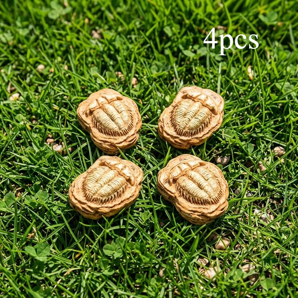 4pcs Micro Landscape Simulation Dinosaur Fossils, DIY Decorations, Desktop Accessories Small Ornaments - trilobite fossil