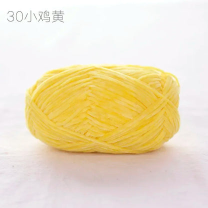 Pear Lustre Chenille Yarn 148Meters/Skein 2mm Thin Pleuche Wool Rope for Hand Crochet Dolls Shoes Materials - 30 Chicken Yell
