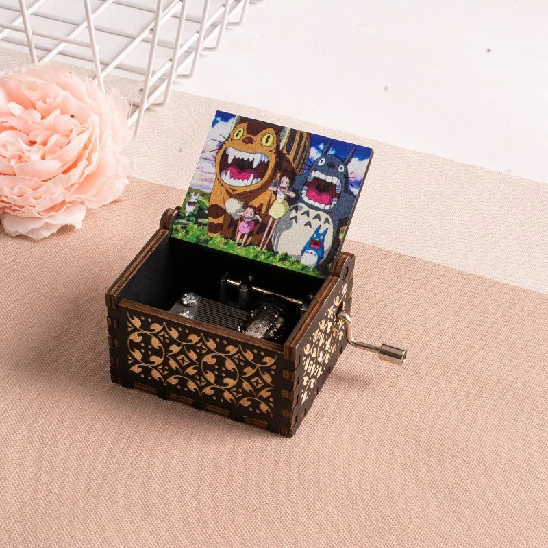 2025 HOT NEW GOOD toy Wooden painted music box, Totoro music gift, ornament, light luxury wooden hand cranked music box - H