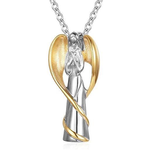 Cremation Urn Necklace for Ashes Angel Wing Keepsake Locket Stainless Steel Cremation Jewelry Waterproof Memorial Pendant Gif