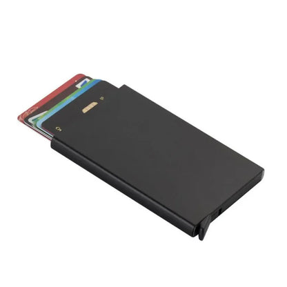 Automatic Flip Card Side Push Card Holder Sleeve Large Capacity 12 Cards Slot Metal Cards Box Men Credit Card Anti-theft Wall