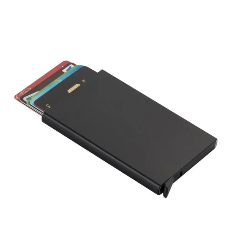 Automatic Flip Card Side Push Card Holder Sleeve Large Capacity 12 Cards Slot Metal Cards Box Men Credit Card Anti-theft Wall