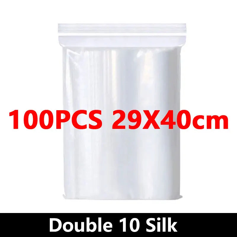 100Pcs Thicken Zipper Sealed Bags Clear Plastic Storage Bag for Small Jewelry Food Packing Reclosable Ziplock Sealing Bags - 