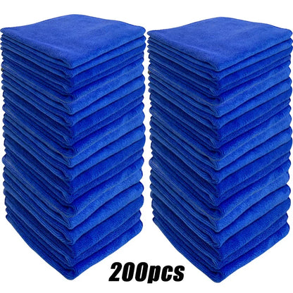 200pcs Microfiber Towels Car Wash Drying Cloth Blue Car Care Detailing Cleaning Polishing Duster Home Kitchen Washing Rags - 