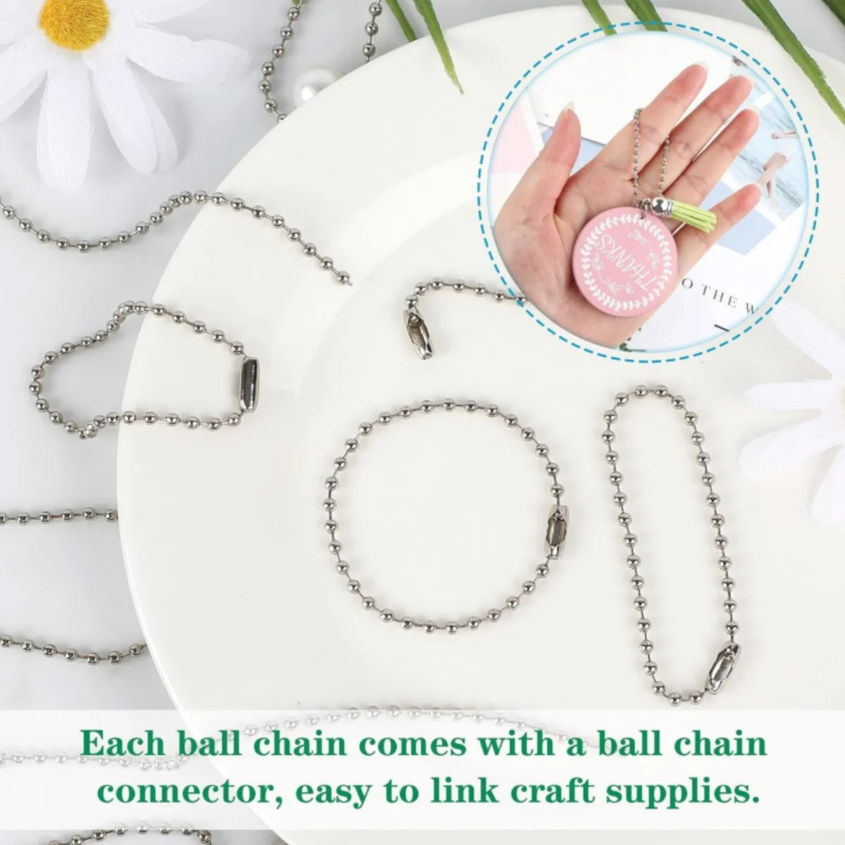 100PCS 12cm Bead Chains Fits Key Chain/Dolls/Label Hand Tag Connector For DIY Bracelet Necklace Jewelry Making Accessoris