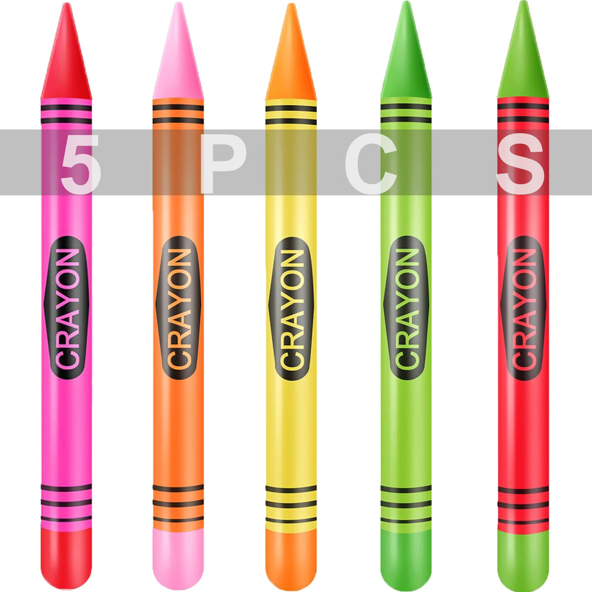 Jumbo Inflatable Crayon Balloon Neon Back to School Party Decoration First Day Of School Classroom Supplies - 5PCS-1