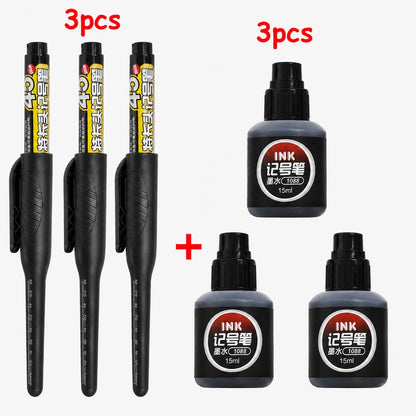 1-6Pcs 45mm Waterproof Long Head Nib Deep Hole Markers Pen Tile Carpenter Pen Multi-purpose for Woodworking Black/Blue/Red In