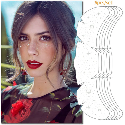 6pcs Freckle Tattoo Stickers Gold Silver Metallic Temporary Tattoo Stickers For Women Glitter Face Decals for Music Festival 