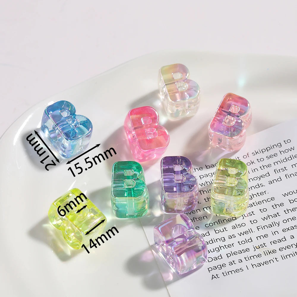 5pcs/lot Multicolour Random Letter Beads Acrylic Transparent Alphabet Bead For Jewelry Making DIY Necklace Keychain Accessori