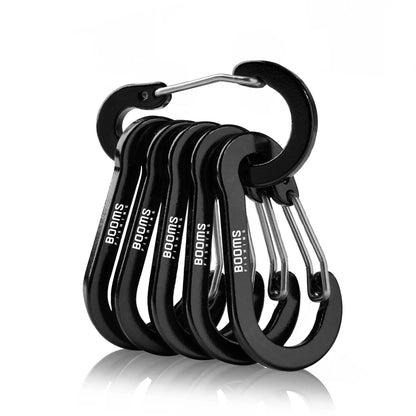 Booms Fishing CC1 6Pcs Aluminum Alloy Carabiner Keychain Outdoor Camping Climbing Snap Clip Lock Buckle Hook Fishing Accessor