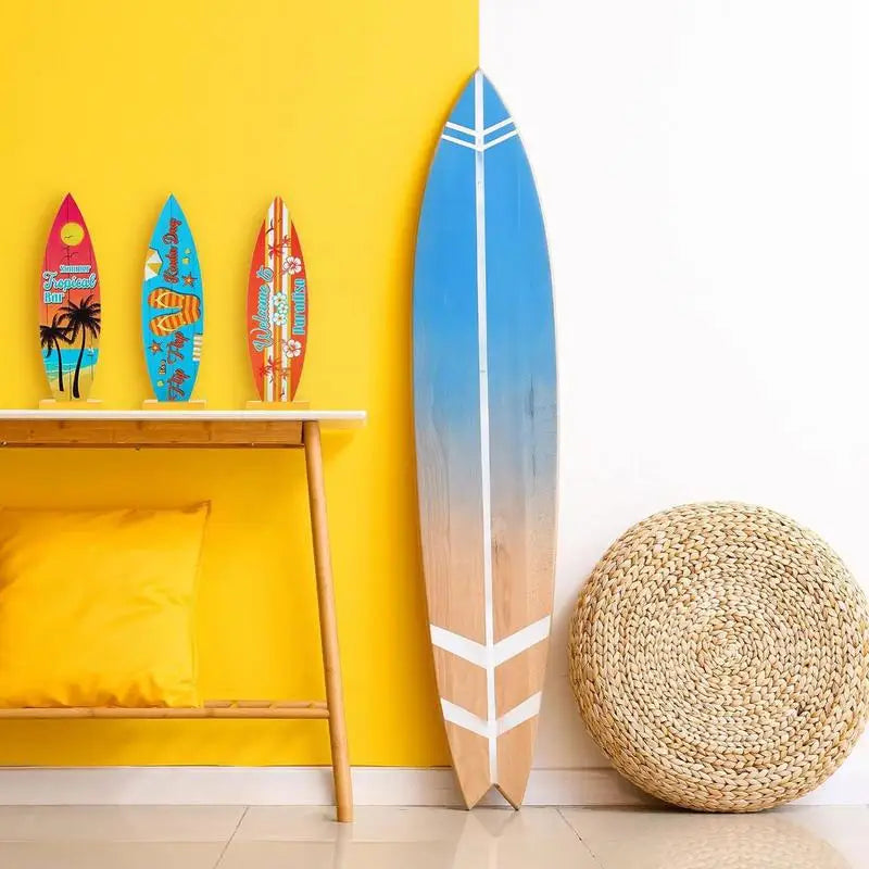 Surfboard Ornaments Sea Surfboard Summer Beach Ocean Theme Decorative Board Desktop Ornaments Wooden Crafts Holiday Decor