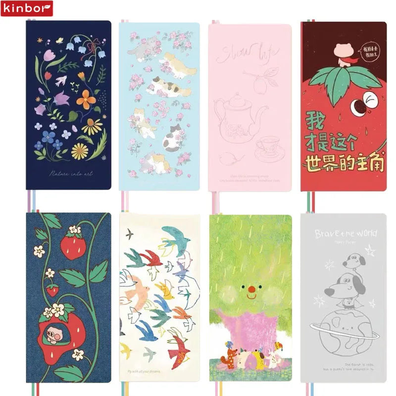 Kinbor Original Undated Weekly Planner, Illustrated Hardcover Journal with Two Pages Per Week, Portable To-Do List Notebook S
