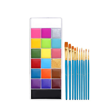 20 Colors Face Body Oil Painting Paint Pigment Non Toxic Safe Kids Flash Tattoo Painting with Brush Art Halloween Cosplay Par
