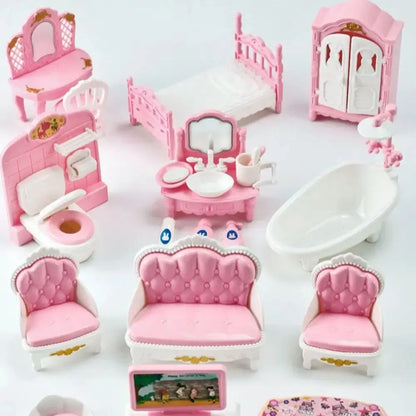 Cute Kawaii Pink 10 Items/Lot Miniature Dollhouse Furniture Accessory Kids Toys Kitchen Cooking Things For Girl Gifts