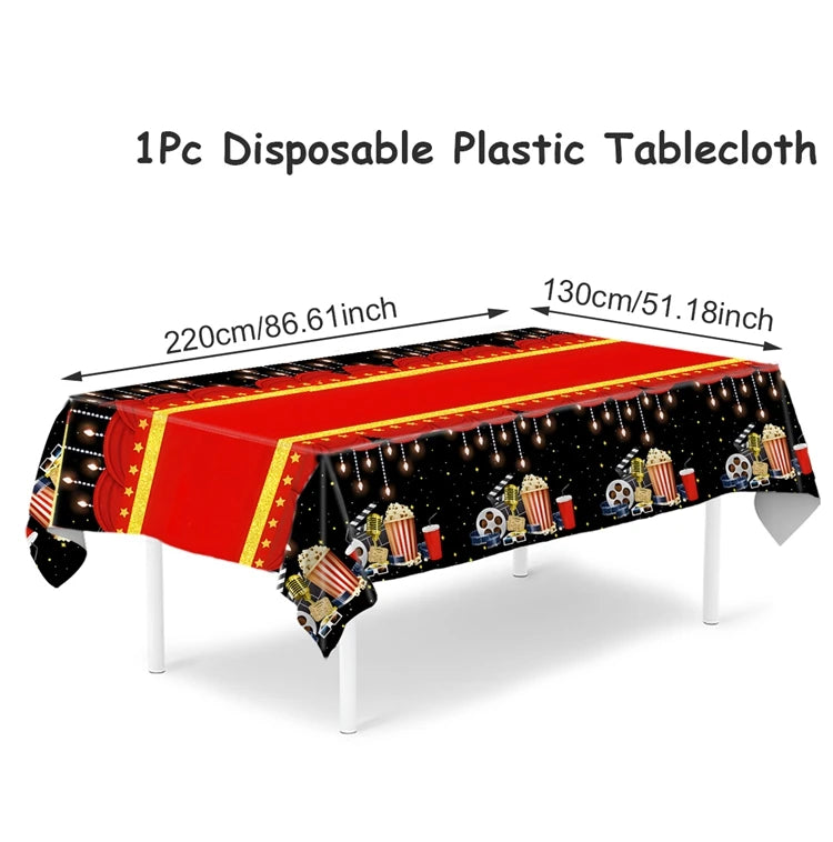 Movie Night Table Runner Red Movie Theme with Gold Star Design Movie Night Red Carpet Decoration for Movie Night Party Decor 