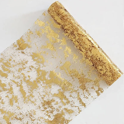Sparkle Metallic Gold Thin Table Runners Gold/Silver Sequin Glitter Metallic Foil Thin Mesh Roll Wedding Valentine's Day Deco