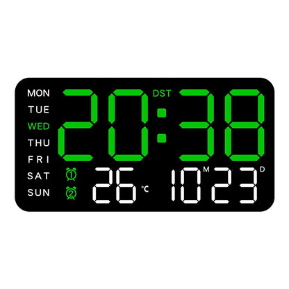 Large Digital Wall Clock Temp Date Week Display Remote Control USB Powered Table Clock Wall-mounted Dual Alarms LED Clocks - 
