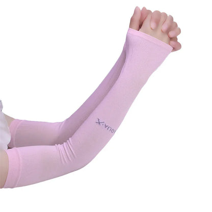 1Pair Ice Silk Sleeve Sunscreen Cuff Arm Sleeves Uv Sun Protect Anti-Slip Summer Men Women Gloves Outdoor Riding Arm Cover - 