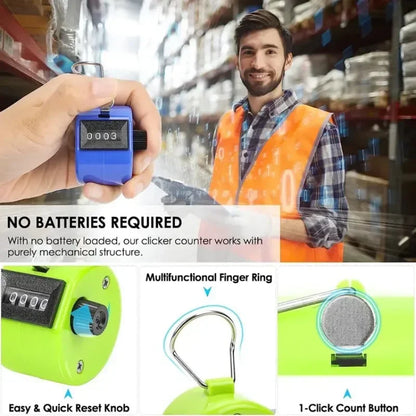 Handheld 4 Digital Tally Counter Mechanical Manual Palm Clicker Number Count Assorted Tally Counter Number Count