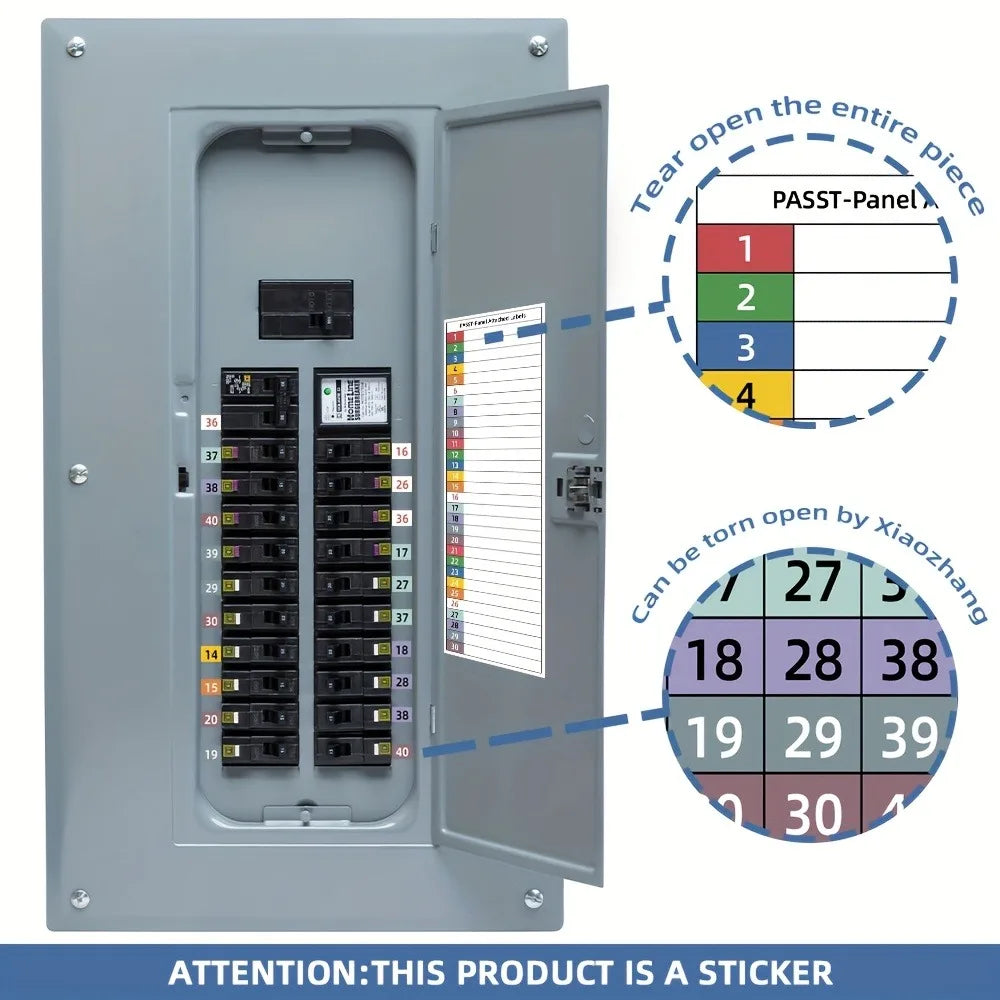 Circuit Breaker Label Kit with Marking Panel (1-10, N, T, R, S) | Handwritten Electrical Panel Stickers for Distribution Boxe