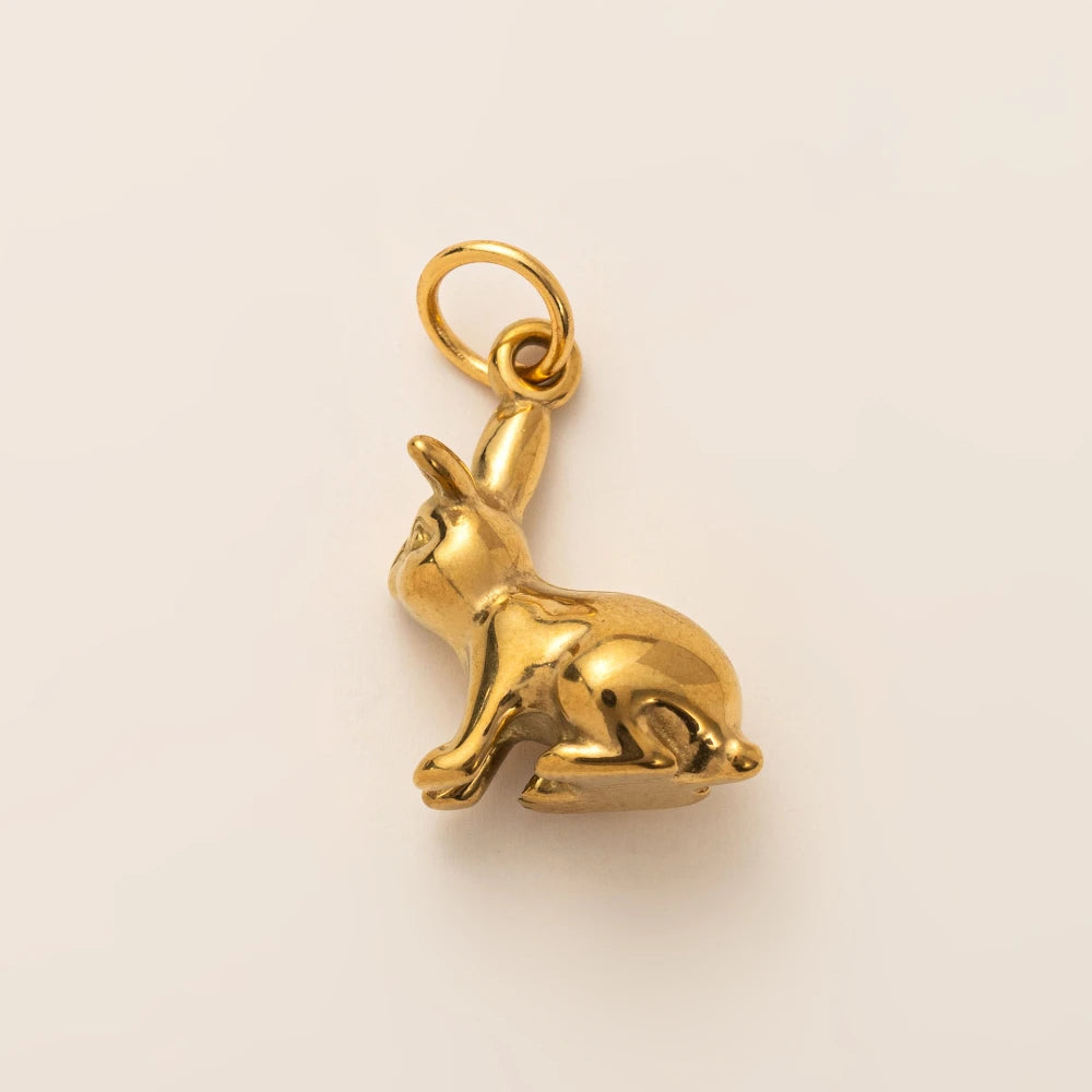 Animal Series Pendant Stainless Steel DIY Small Pendant Vacuum Plated 18K Gold Color Preserving Accessory in Furnace - rabbit