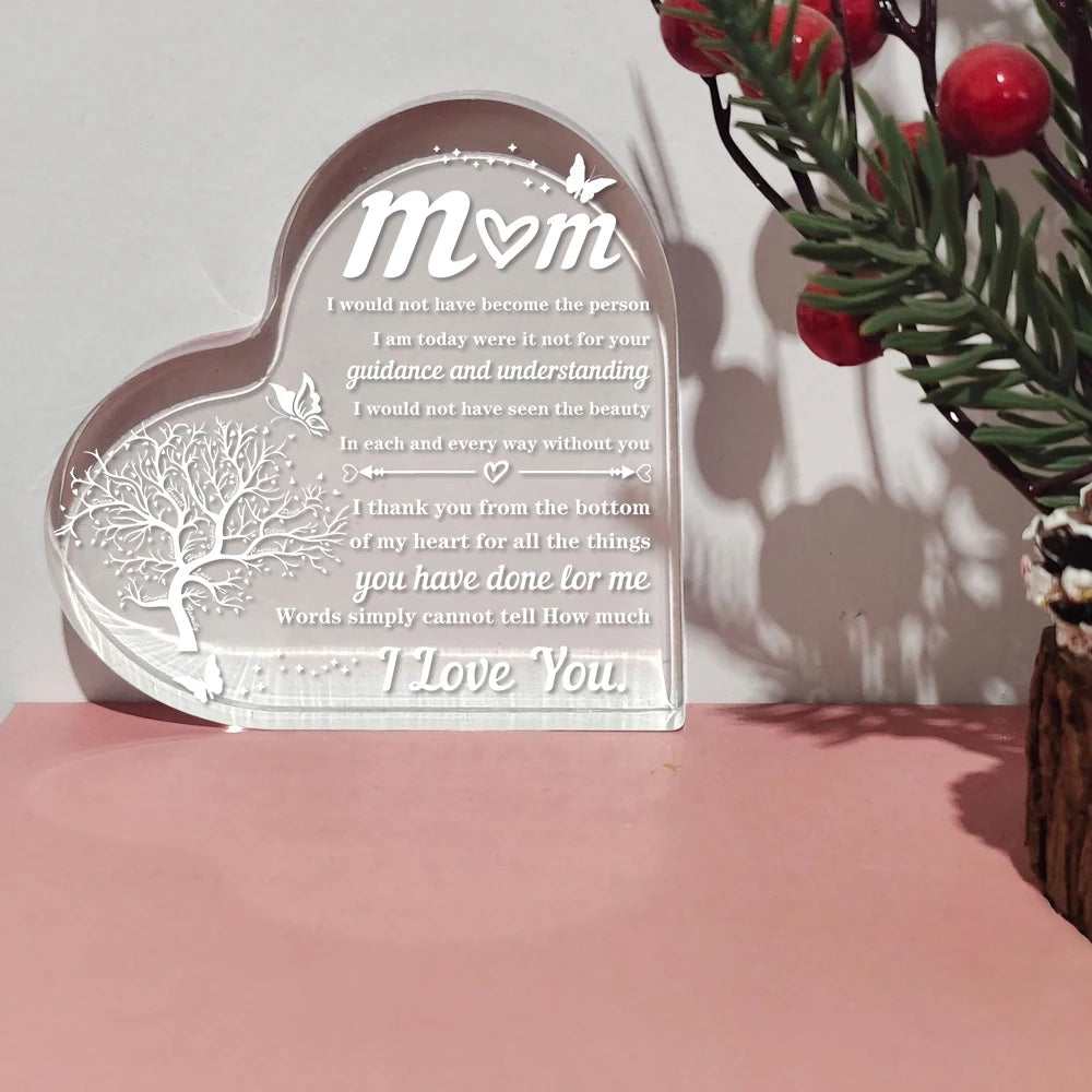heart transparent Acrylic ornaments decorations gift for my mom birthday present from family souvenir for my mother gift X075