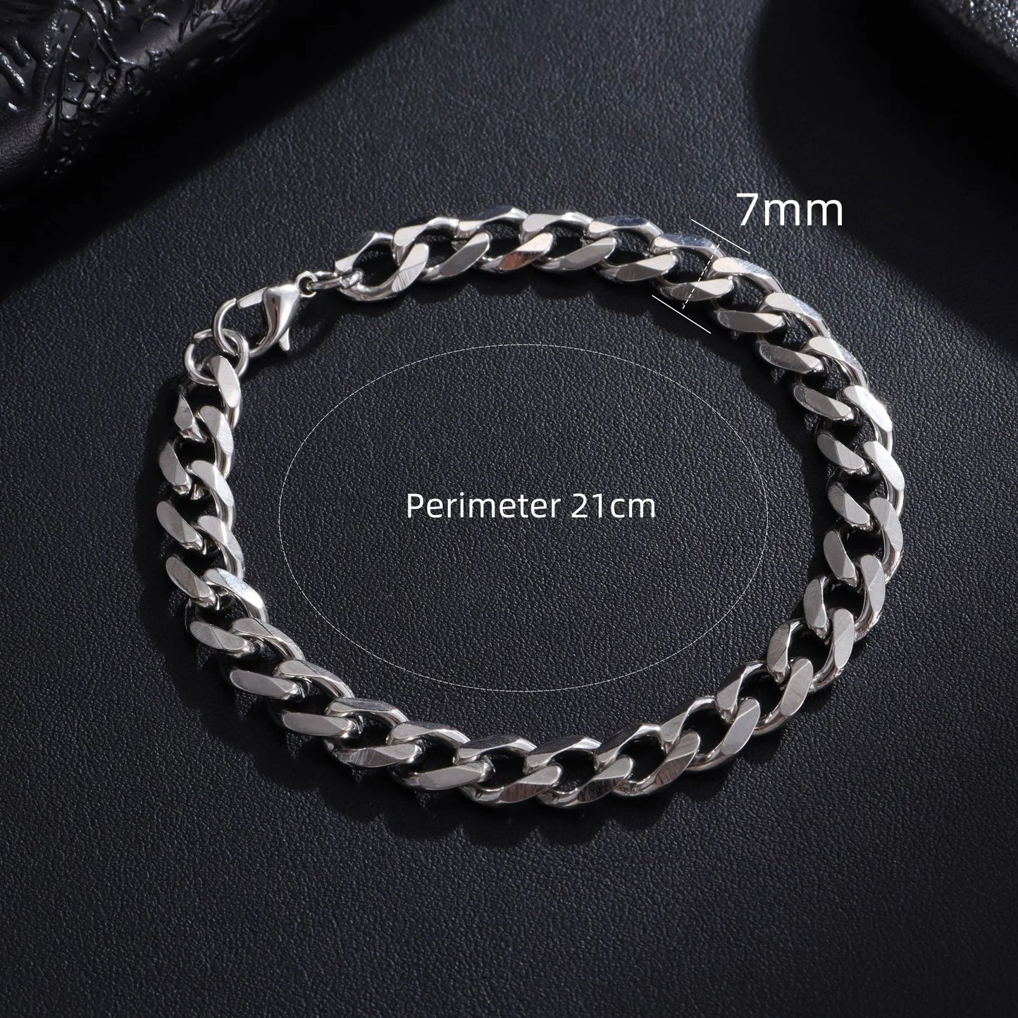 New Trendy Cuban Chain Men Bracelet Classic Stainless Steel 3/5/7/9mm Width Chain Bracelet For Men Women Jewelry Gift - 7mm