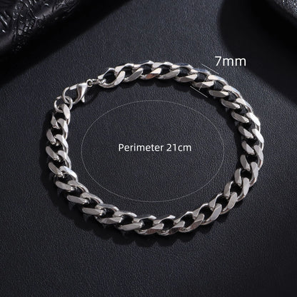 New Trendy Cuban Chain Men Bracelet Classic Stainless Steel 3/5/7/9mm Width Chain Bracelet For Men Women Jewelry Gift - 7mm