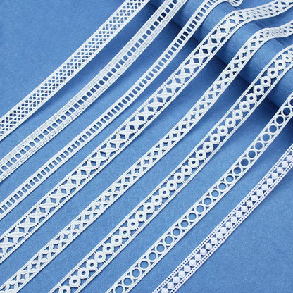 5Yards White Cotton Embroidered Lace Trim Ribbons Fabric DIY Handmade Craft Materials Sewing Clothes Accessories