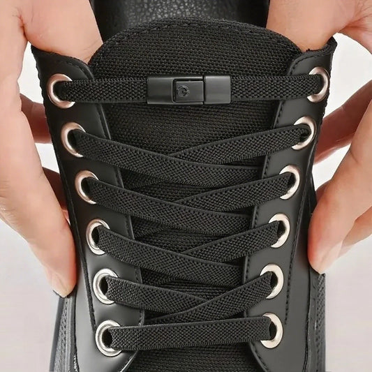 8MM No Tie Shoe Laces Press Lock Shoelaces Without Ties Elastic Laces Sneaker Kids Adult Widened Flat Shoelace for Shoes