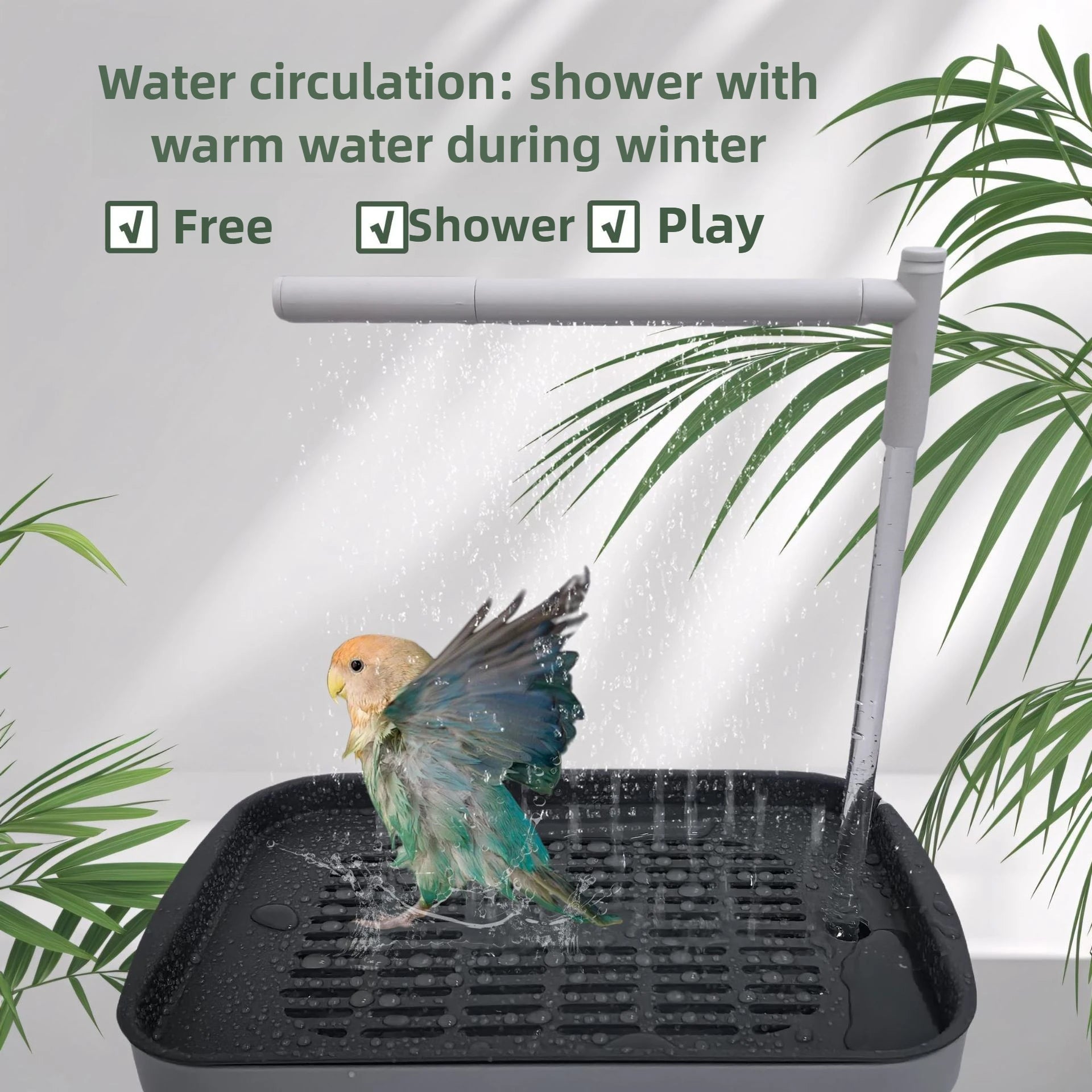 Bird Daily Use Bathtub Bird Shower Basin for Health Tabletop Parrots Bathing Parrot PeonyBath Automatically Circulates Bird B