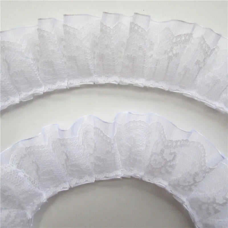 Lace Trim, 2 Yards Wide Pleated Organza Trim, Sewing Lace Trim for Scrapbooking, DIY Crafts, Wedding Decor Accessories