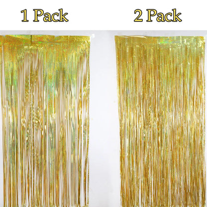 Metallic Tinsel Foil Fringe Curtains Photo Backdrop Glitter Streamers Foil Fringe Backdrop Curtain for Xmas Wedding Backgroun