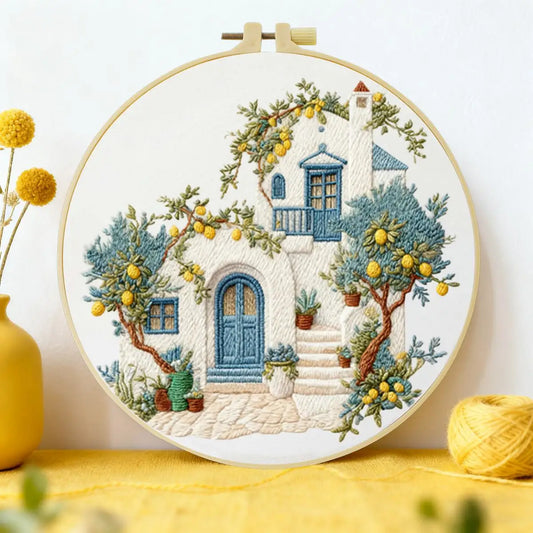 1pc 20X20CM/15X15CM 7.87/6.3inch Beautiful Scenery Embroidery Starter Kit DIY Kit DIY Embroidery Kit Manualidades Craft Paint