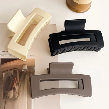 4pcs Set Women Hair Claw Simple Style Solid Color Big Hair Claw Clips Square Hair Clips Rectangle Fashion Hair Accessories